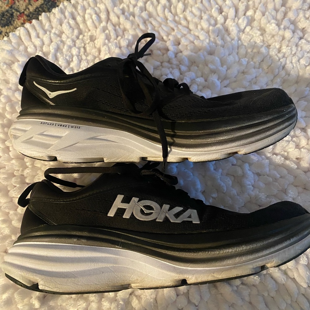 Hoka Black and White Athletic Shoes Bondi 8 size 10.5 D